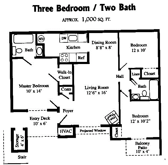 3 Bedroom 2 Bath Down Floor Plan 7