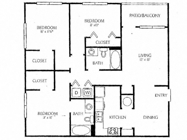 3 Bedroom 2 Bath Floor Plan 4