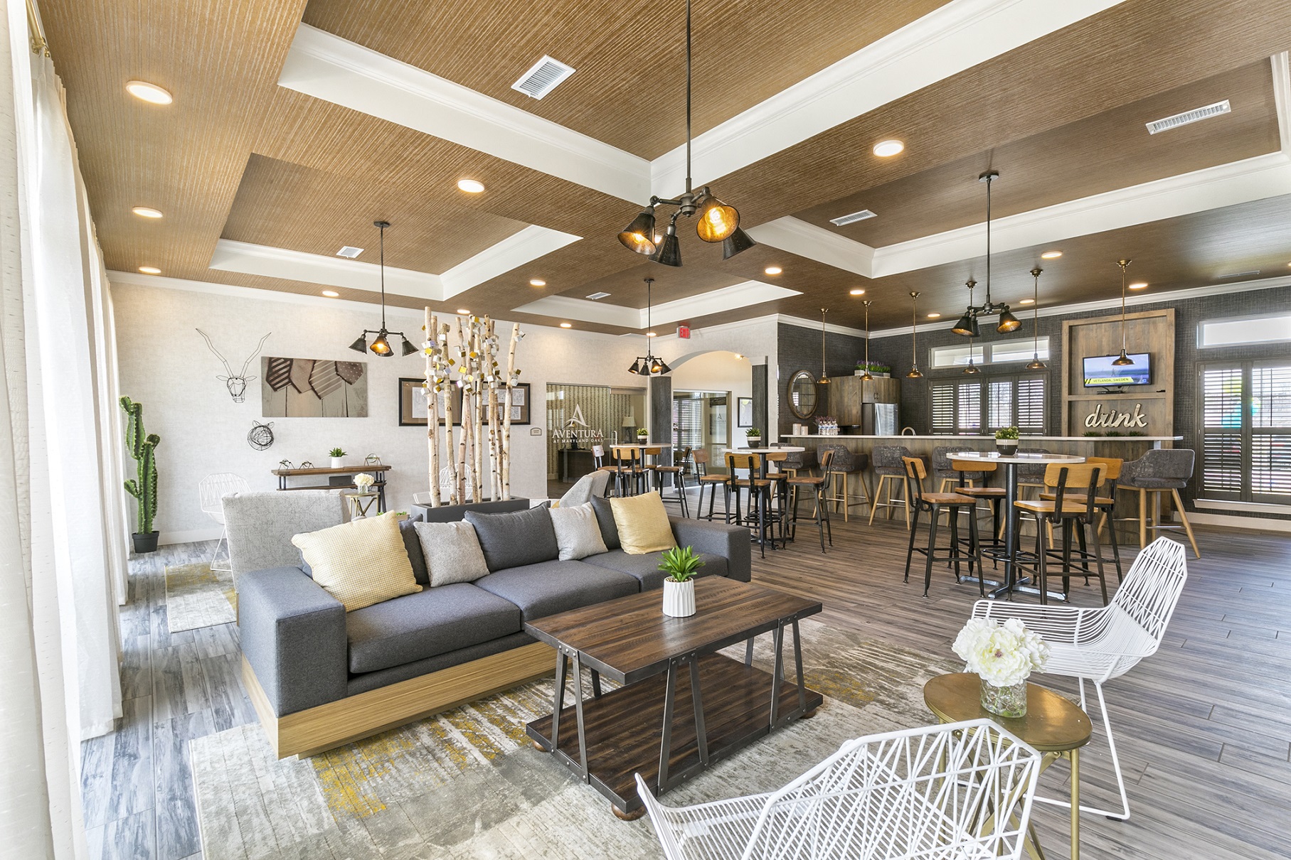 Stylish Clubroom with Hardwood Flooring, Aventura at Maryland Oaks, Maryland Heights, MO