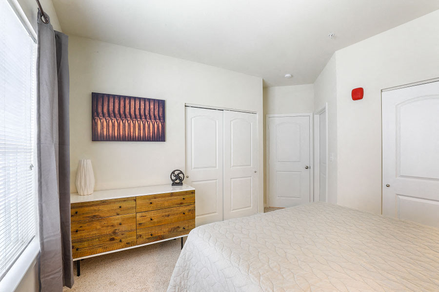 Bedroom with Attached Closet at Aventura at Maryland Oaks, Missouri