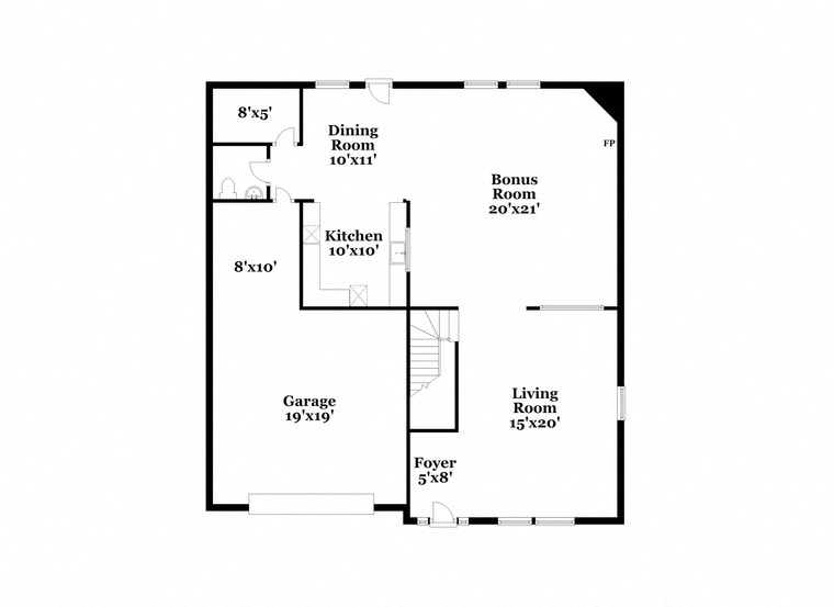 floor plan of the second floor of a house with a bedroom and a living room