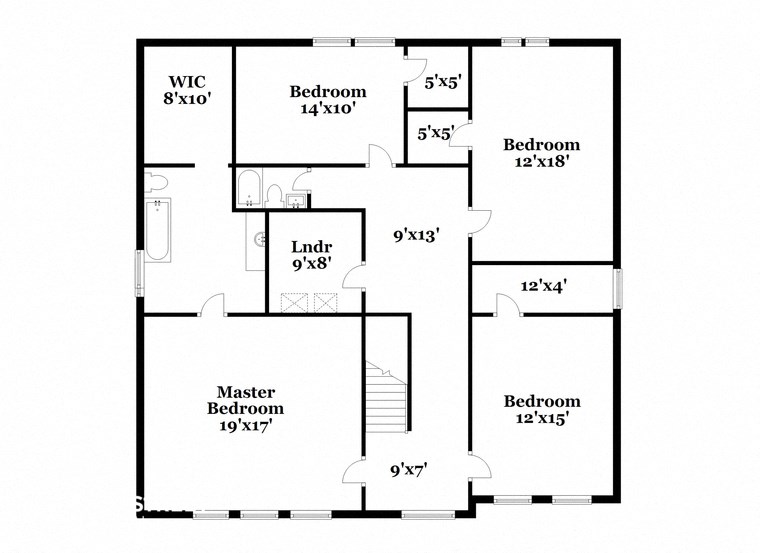 a floor plan of a house with a combination of bedrooms and baths