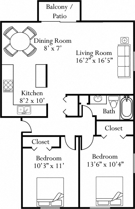 Two Bedroom One Bathroom