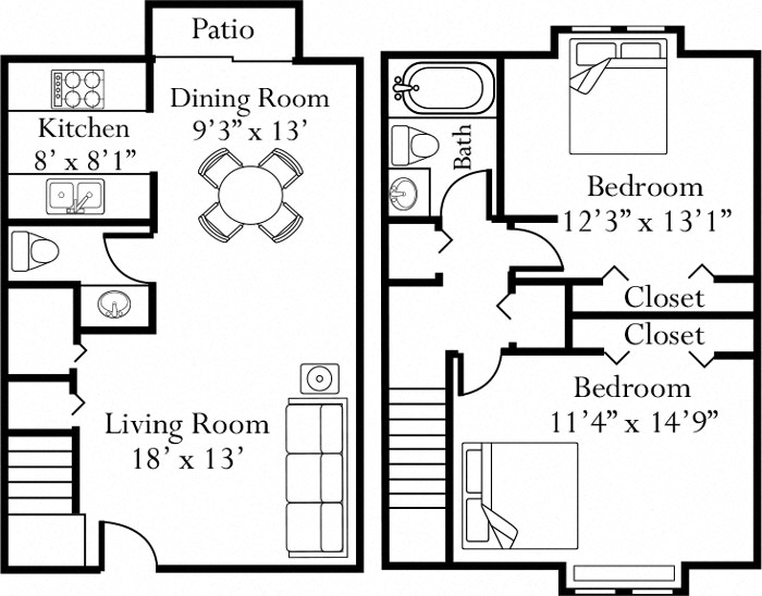 Two Bedroom One and a Half Bathroom