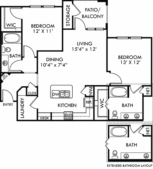 Pecos 2 bedroom apartment. Kitchen with island open to living/dinning rooms. 2 full bathrooms, double vanity in master. Walk-in closets. Patio/balcony. Detached Garage