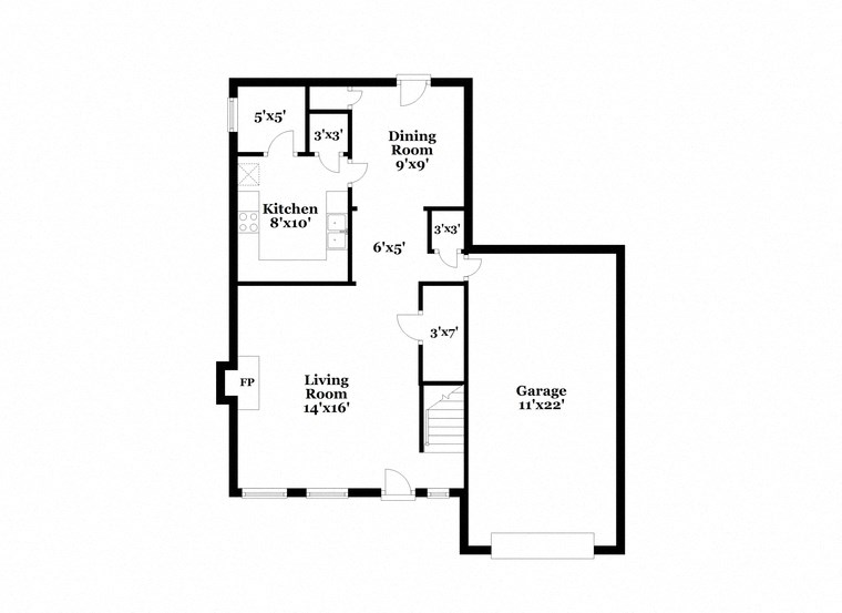 a floor plan of a house with two floors and a garage