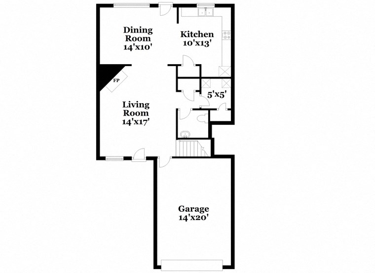 a floor plan of a house with a bedroom and a living room