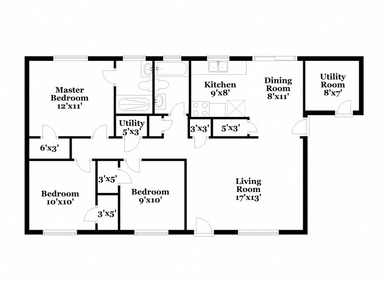 a floor plan of a house with a combination of bedrooms and baths