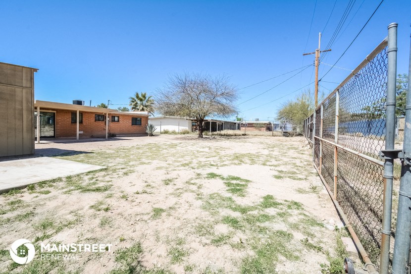 a fenced in yard with a chain link fence