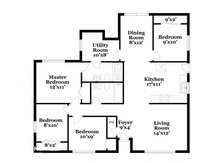 a floor plan of a house with bedrooms and a living room