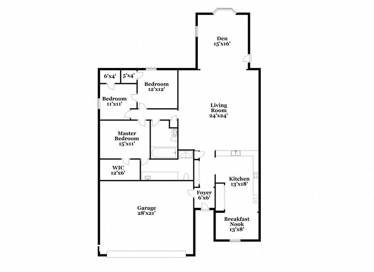 floor plan of the second level of the house with two bedrooms and a large bathroom