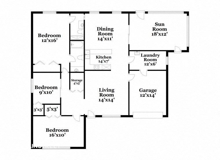 a floor plan of a house with a combination of bedrooms and a living room