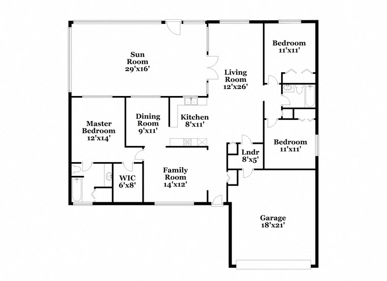a floor plan of a house with a combination of bedrooms and a living room