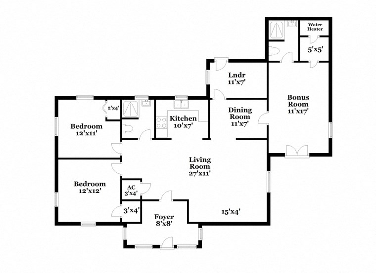 a floor plan of a house with a combination of bedrooms and baths