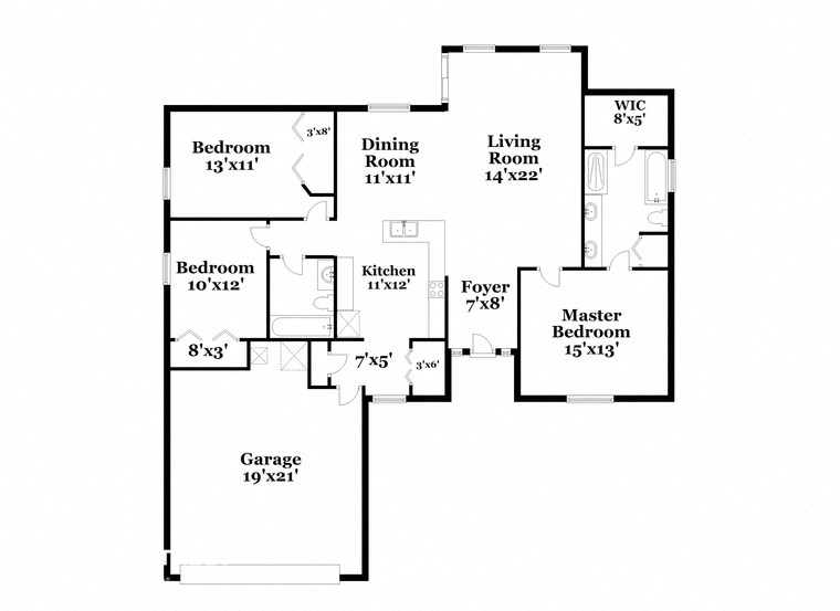 a floor plan of a house with a combination of bedrooms and a living room