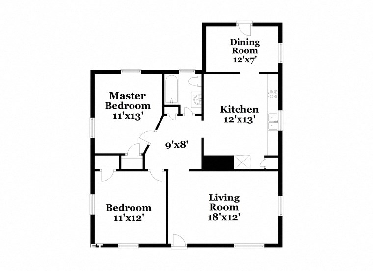 a floor plan of a house with a bedroom and a living room