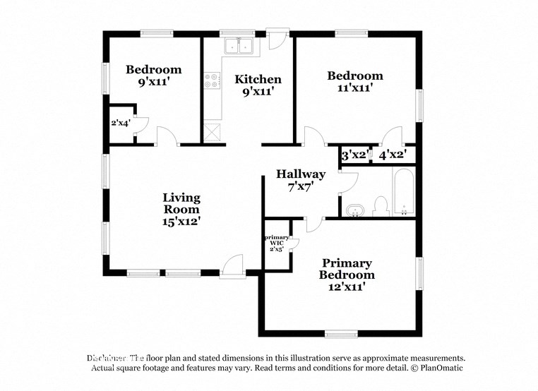 a floor plan of a house with bedrooms and baths and a staircase
