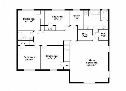 a floor plan of a house with a combination of bedrooms and bathrooms