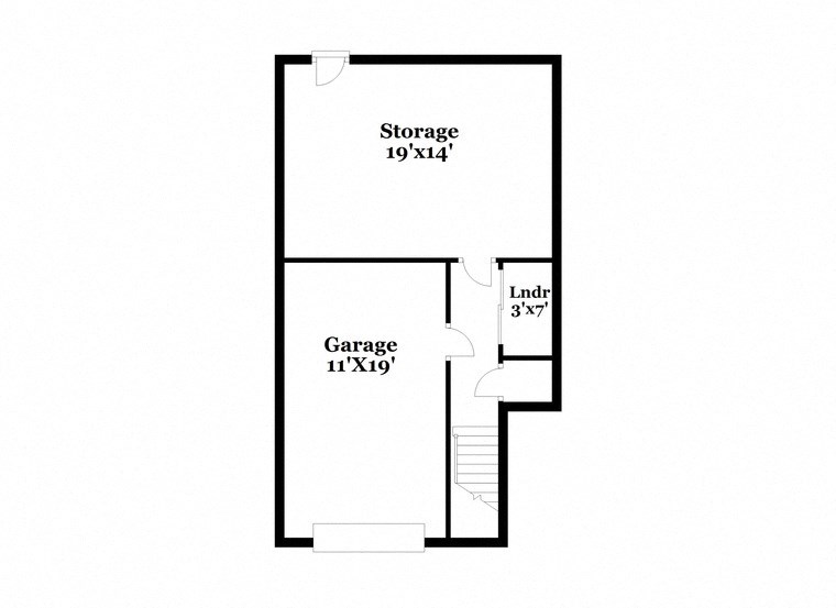 a floor plan of a house with a garage and a staircase