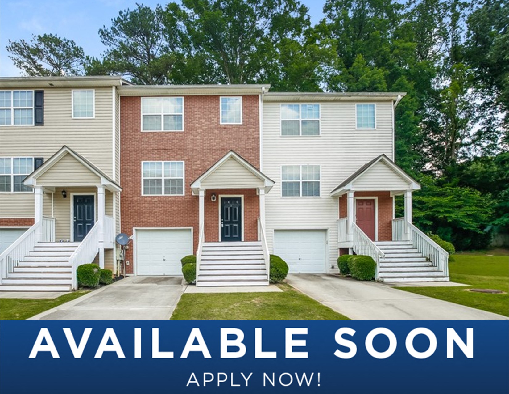 a suburban house with the words available soon on it