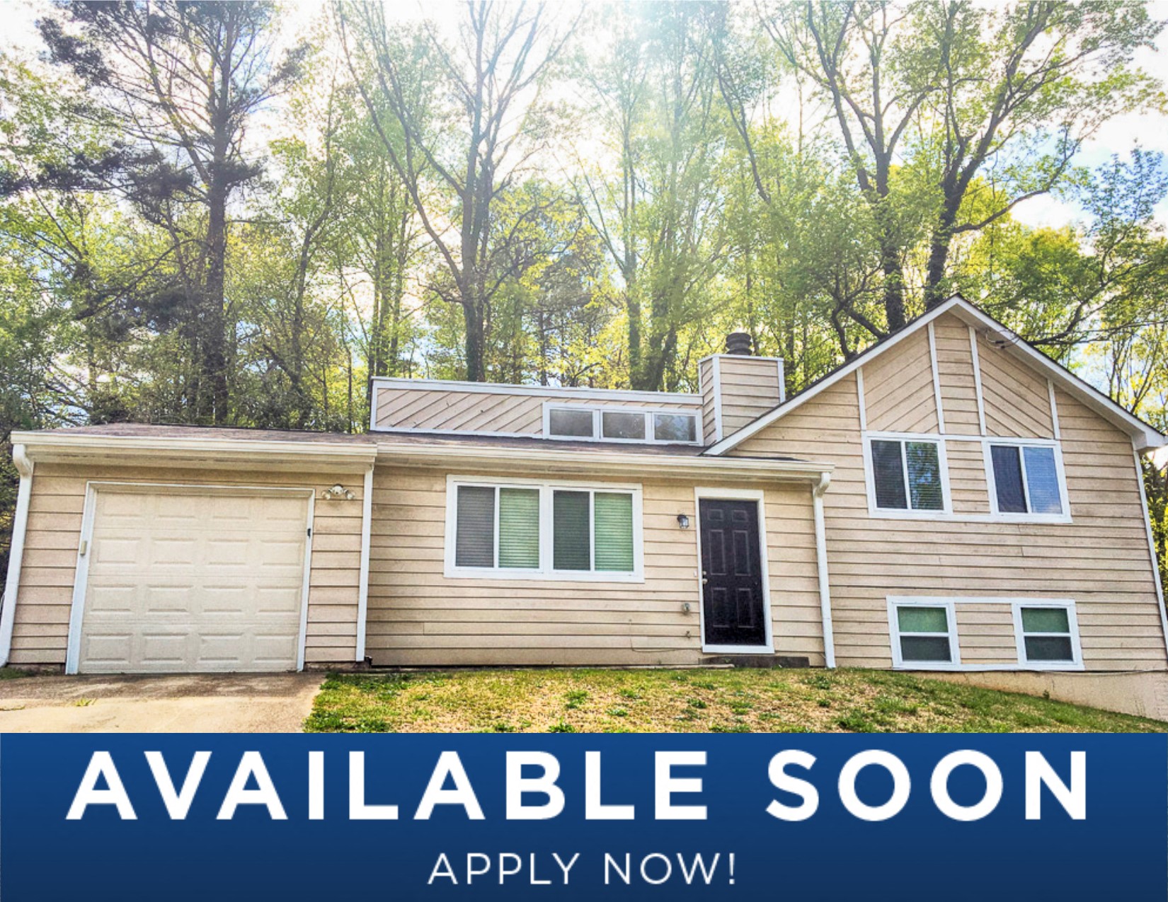 a small house with the words available soon on it