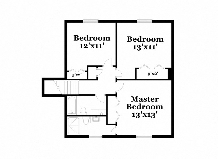a floor plan of a house with bedrooms and baths and a master bedroom
