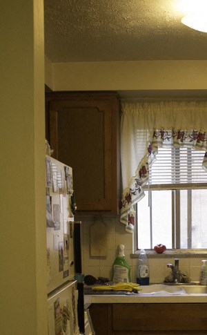 a kitchen with a sink and a window