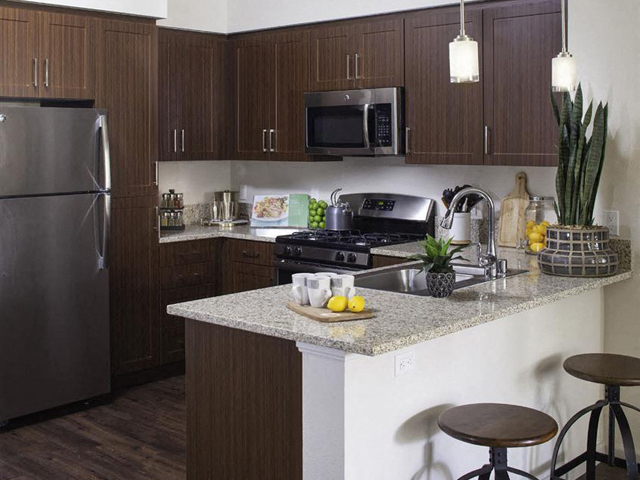 1 bedroom kitchen at Skye Apartments in Vista CA