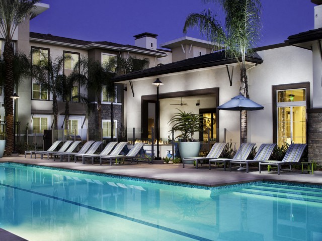 Night Pool at Skye Apartments in Vista CA