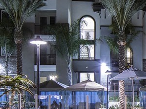 Poolside Fireplace at Skye Apartments in Vista CA