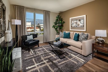 Spacious Living Room at Trio Apartments in Pasadena, CA - Photo Gallery 6