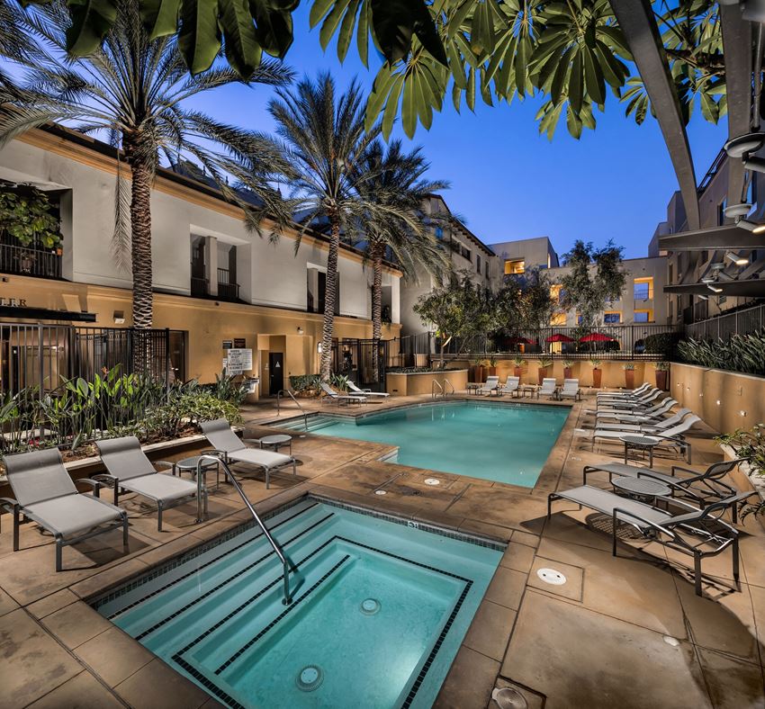 Resort Style Pool & Spa at Trio Apartments in Pasadena, CA - Photo Gallery 1
