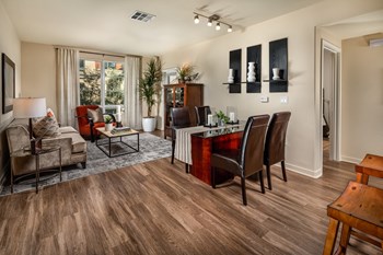 Living Room With Dining Area at Trio Apartments, Pasadena, CA, 91101 - Photo Gallery 12