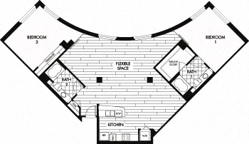 Q 1,630 Sq. Ft. Floor plan at Trio Apartments, Pasadena