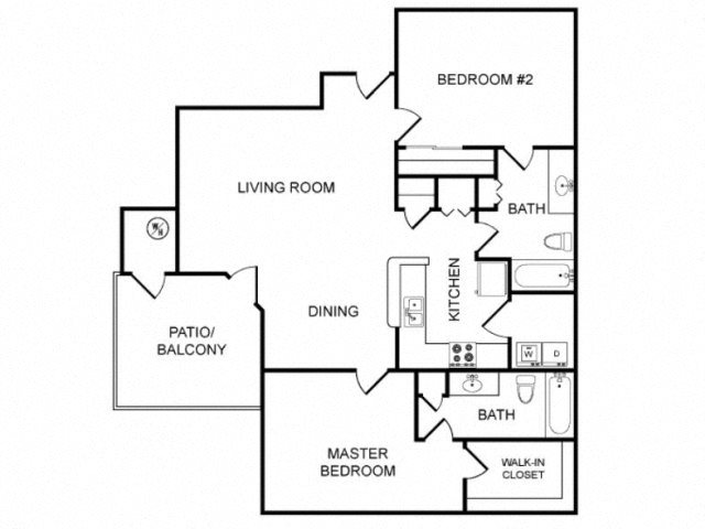 2 bedroom 2 bath Floor Plan 2