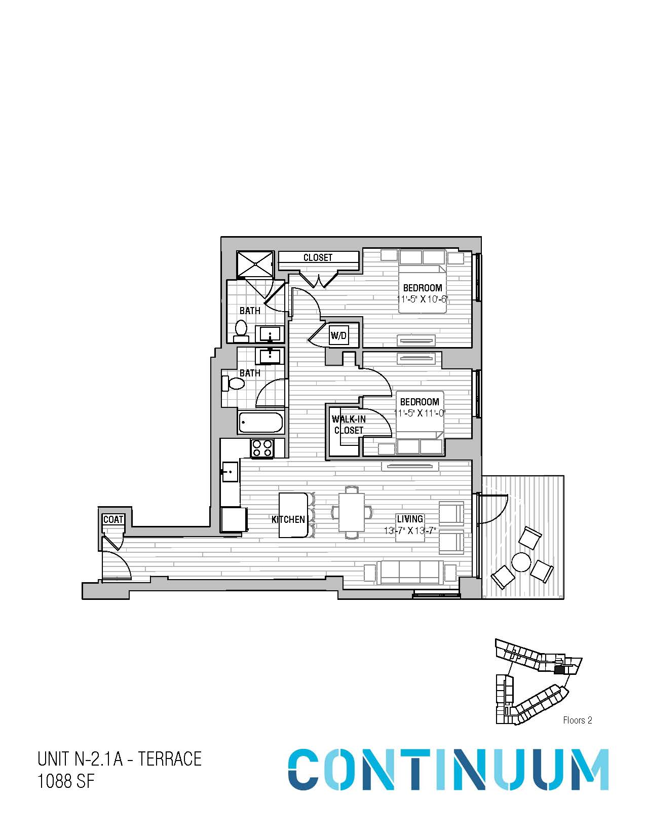 North 2x2 Private Terrace