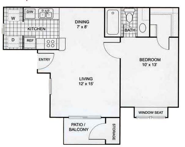 1Bed1Bath Floor Plan 1