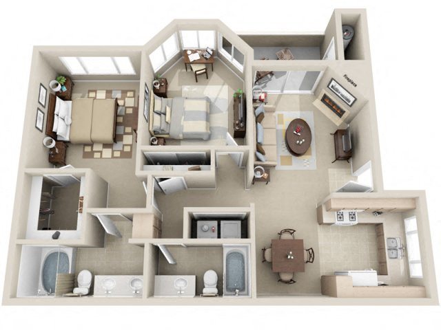 2 Bed 2 Bath b1 Floor plan 2 Bed 2 Bath b1 Floor plan, at Lakeview at Superstition Springs, Arizona, 85206