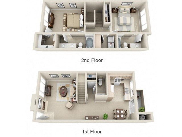 2 Bed 2.5 Bath B5 Floor plan 2 Bed 2.5 Bath B5 Floor plan, at Lakeview at Superstition Springs, 1849 South Power Road