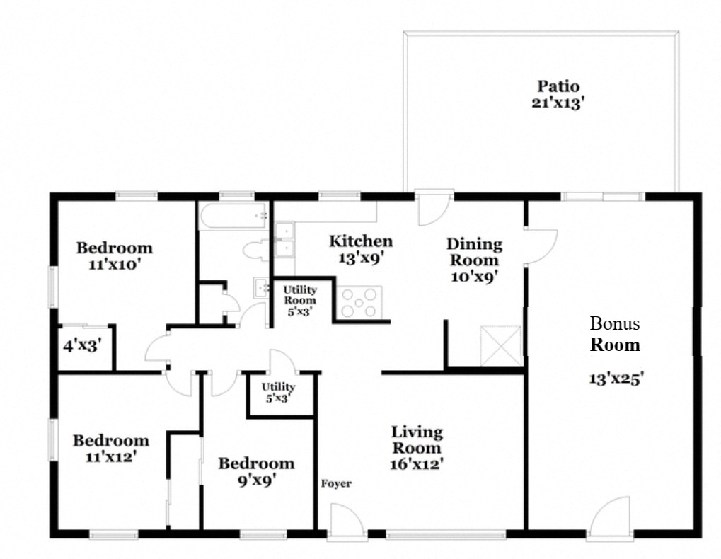 a floor plan of a house with bedrooms and baths