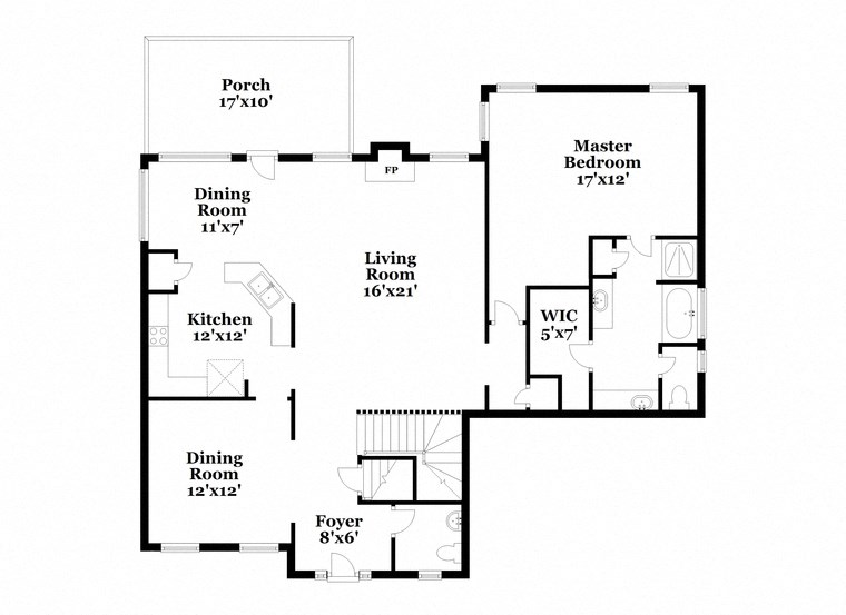 a floor plan of a house with a combination of bedrooms and a living room