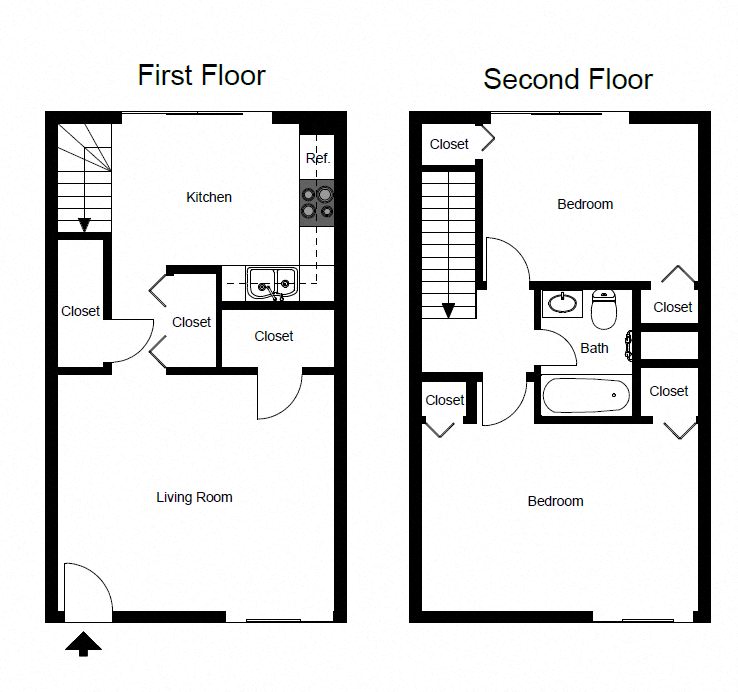 floor plan of the first floor and second floor of a house