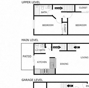 2 Bedroom 1.5 Bathroom Townhome - 980 SQ FT 2 Bedroom 1.5 Bathroom Townhome - 980 Square Feet
