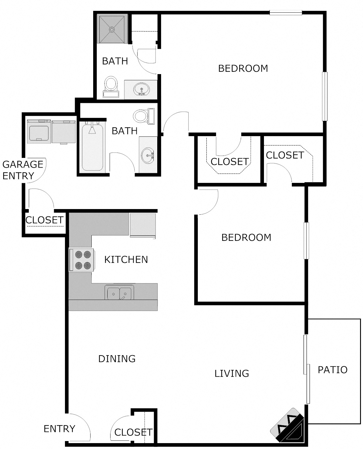 2 Bedroom Lower 2 Car