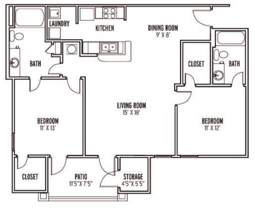 Two Bedroom Floor Plan 2