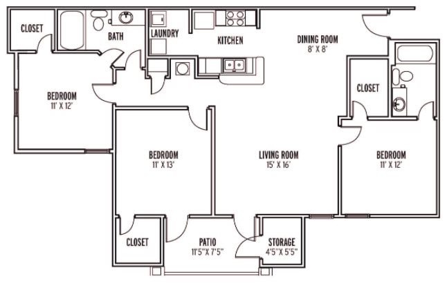 Three Bedroom Floor Plan 3
