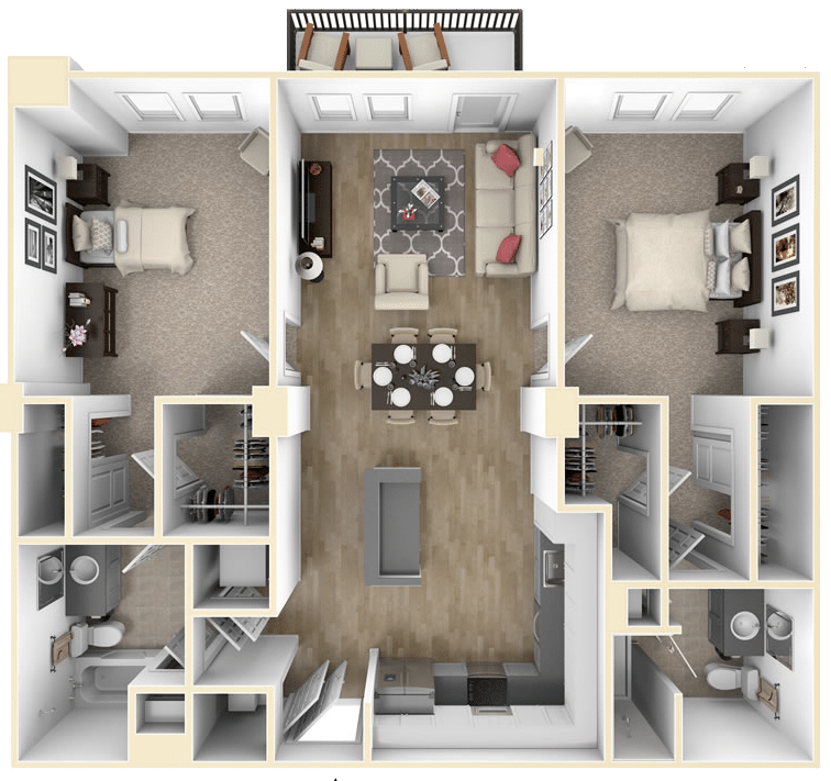 2 Bedroom + 2 Baths