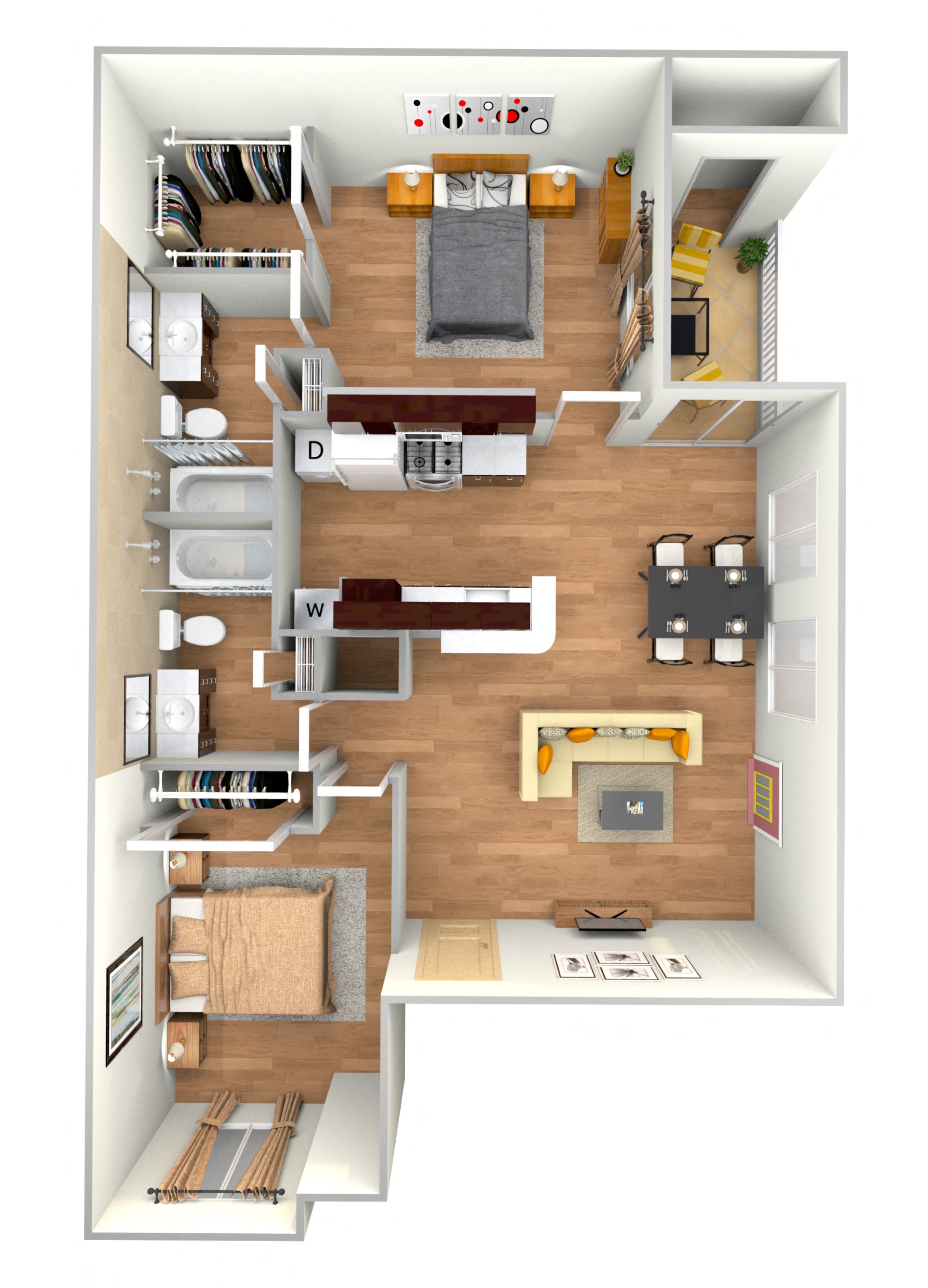 B1-2d floor plan in north austin apartments