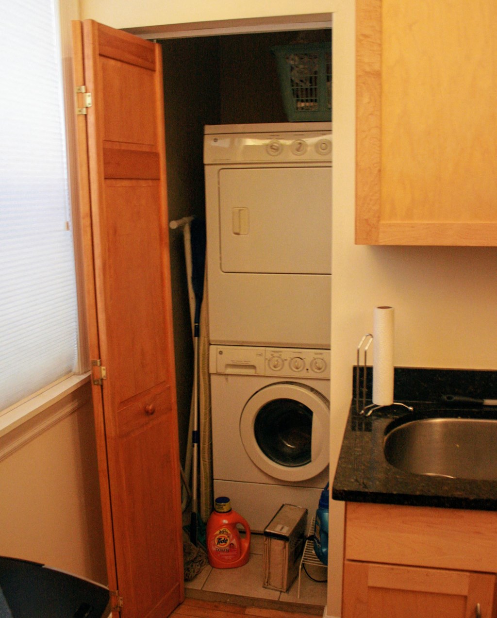 a small laundry room with a washer and dryer in it