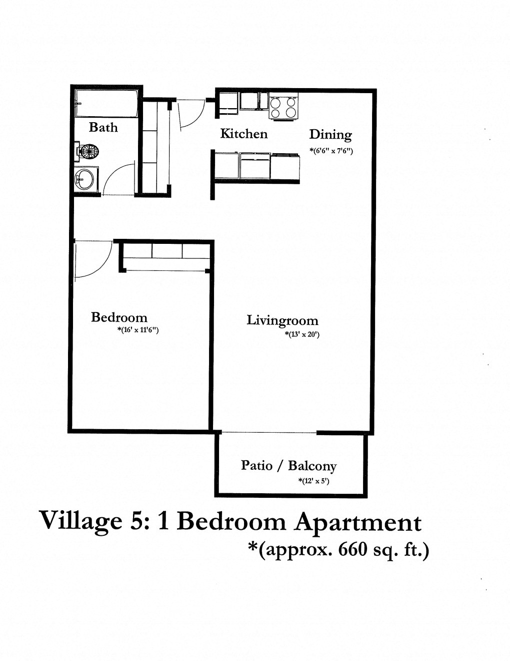 The Village Apartments Forest Lake building 5 one bedroom outline